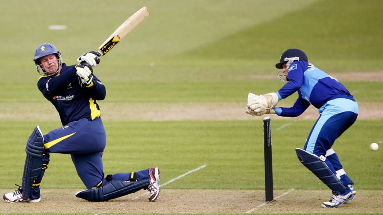 Veteran Keith Parsons goes to sweep, Unicorns v Gloucestershire, Yorkshire Bank 40, Group C, Wormsley, May, 6, 2013