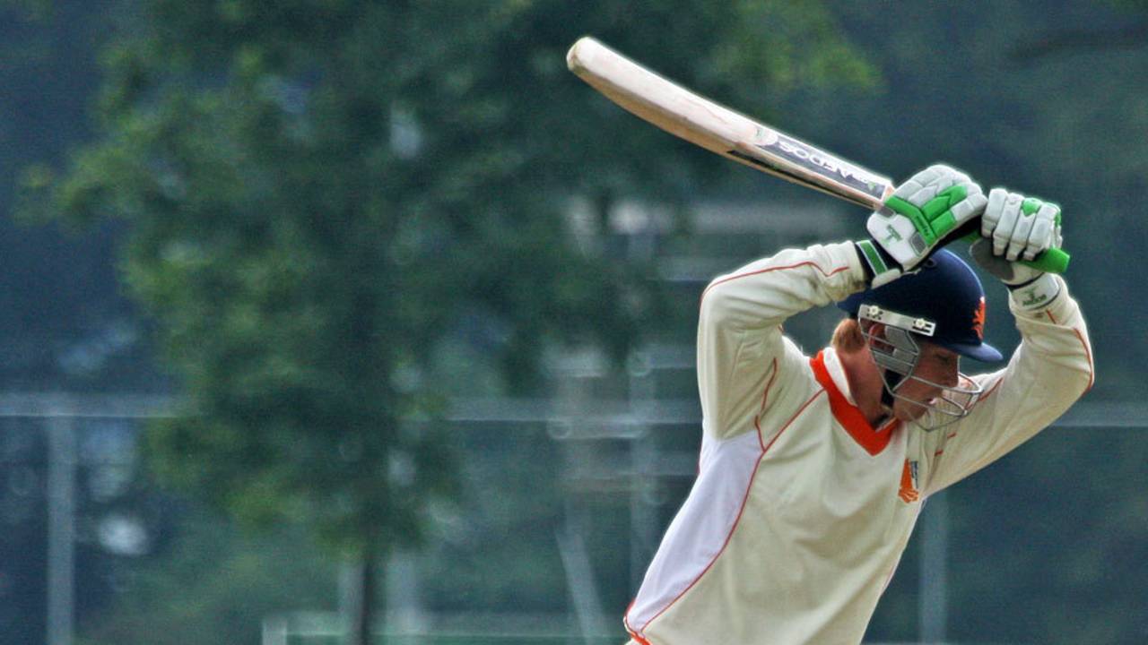 James Gruijters was bowled by Max Sorensen for 5, Netherlands v Ireland, ICC Intercontinental Cup, 3rd day, Deventer, July 3, 2013