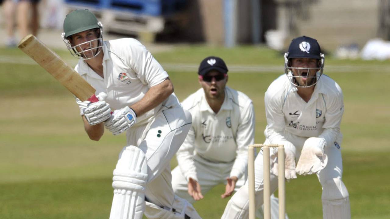 Duncan Allan flicks the ball to the leg side, Scotland v Kenya, ICC Intercontinental Cup, 2nd day, Aberdeen, July 8, 2013
