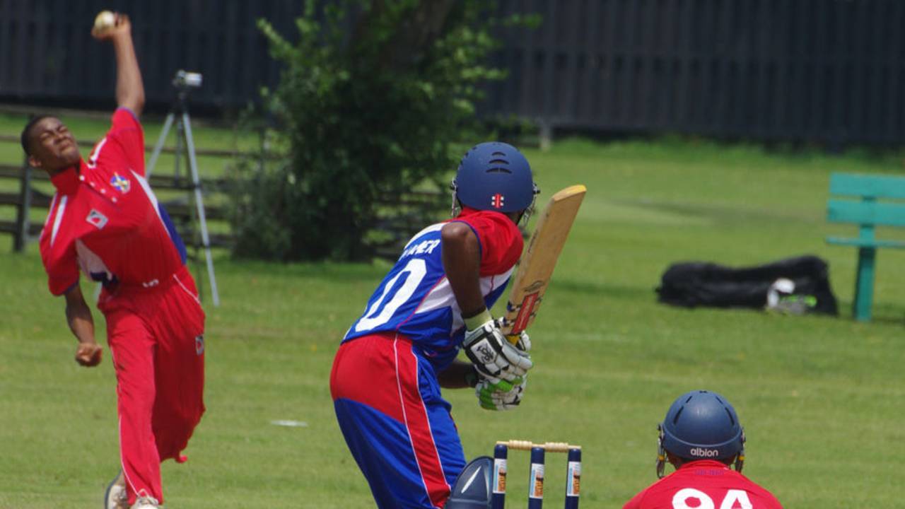 Left-arm spinner Delray Rawlins picked up five wickets, Bermuda v USA, ICC Americas Under-19 Championship, Division 1, King City, July 8, 2013