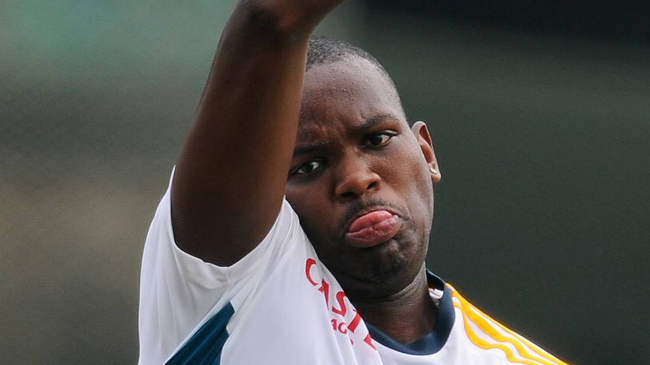 Lonwabo Tsotsobe at a practice session before the first ODI, Colombo, July 19, 2013
