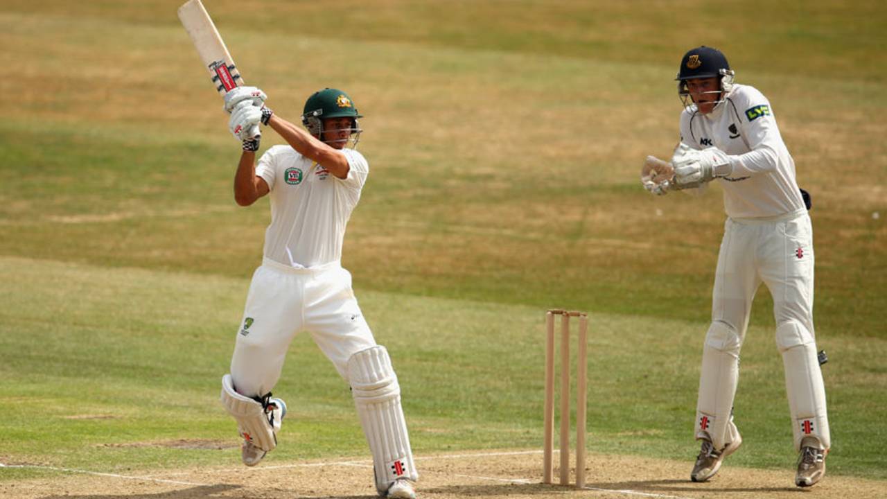 Usman Khawaja cuts during his innings of 40, Sussex v Australians, Tour match, Hove, 1st day, July 26, 2013