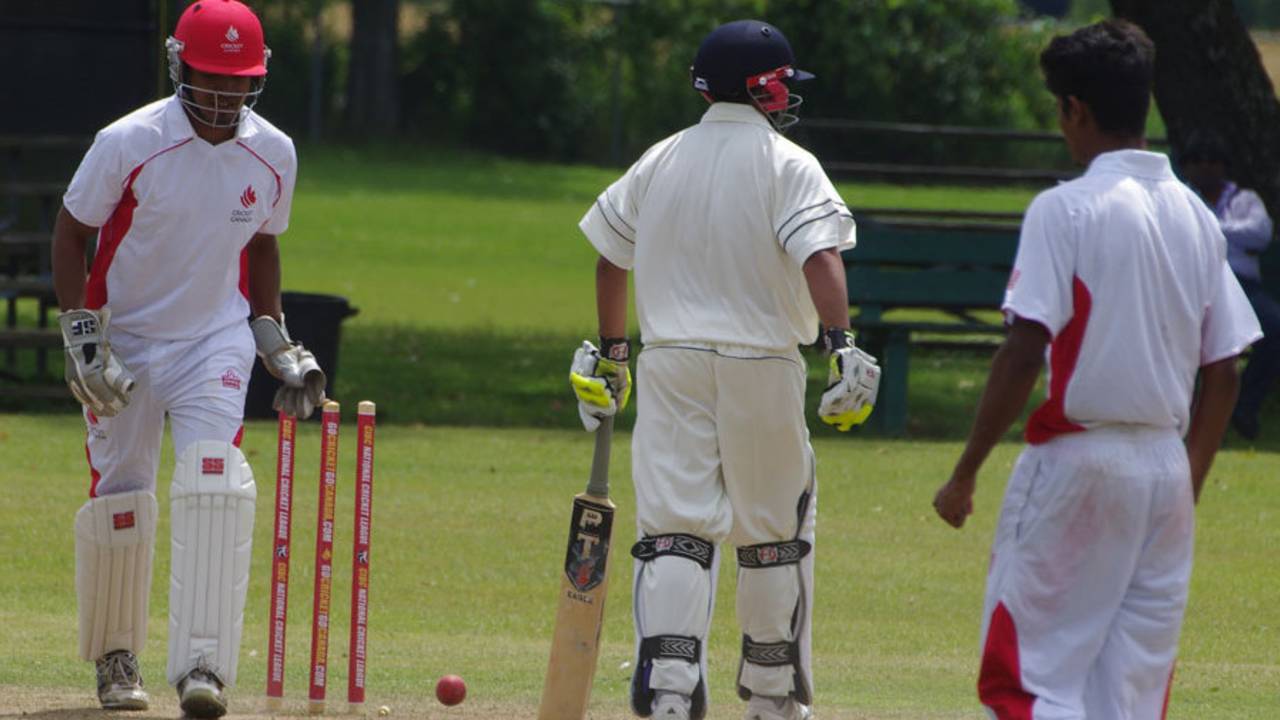 Canada wicketkeeper Trevin Bastiampillai stumps USA captain Timil Patel, Canada v United States of America, Auty Cup, 2nd day, King City, July 26, 2013