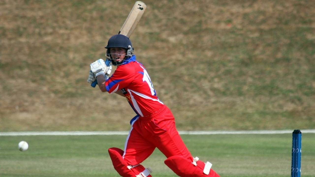 Luke Gallichan during his knock of 72, Jersey v Kuwait, ICC World Cricket League Division Six, St Saviour, July 21, 2013