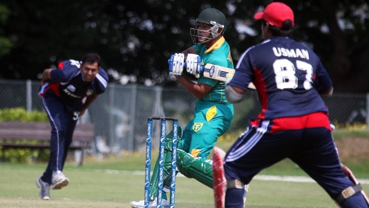 Ricky Sharma fell three short of a fifty, Kuwait v Nigeria, ICC World Cricket League Division Six, St Saviour, July 22, 2013