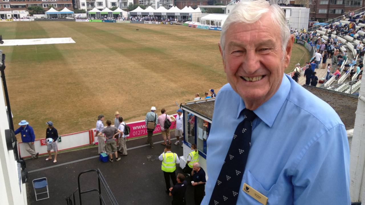 Jim Parks, the Sussex president and former England keeper-batsman, attends Australia's tour game, Sussex v Australians, 2nd day, July 27, 2013