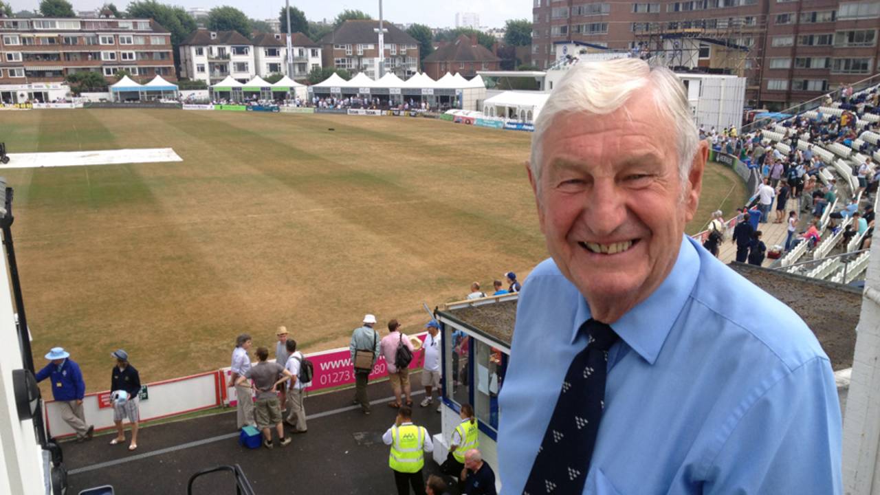 Jim Parks, the Sussex president and former England keeper-batsman, attends Australia's tour game