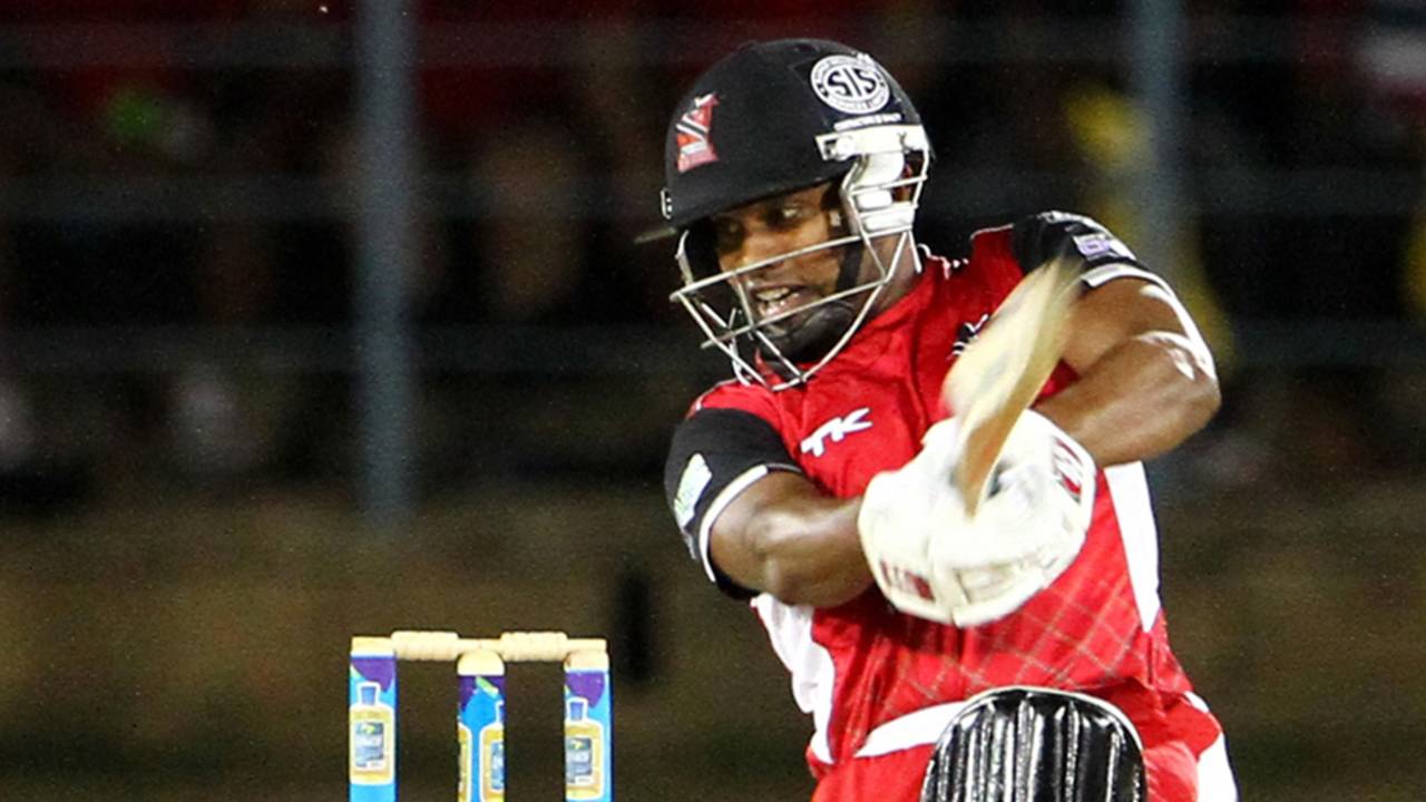 Adrian Barath carves one through the off side,  Trinidad & Tobago Red Steel v Antigua Hawksbills, Caribbean Premier League, Port-of-Spain, August 11, 2013
