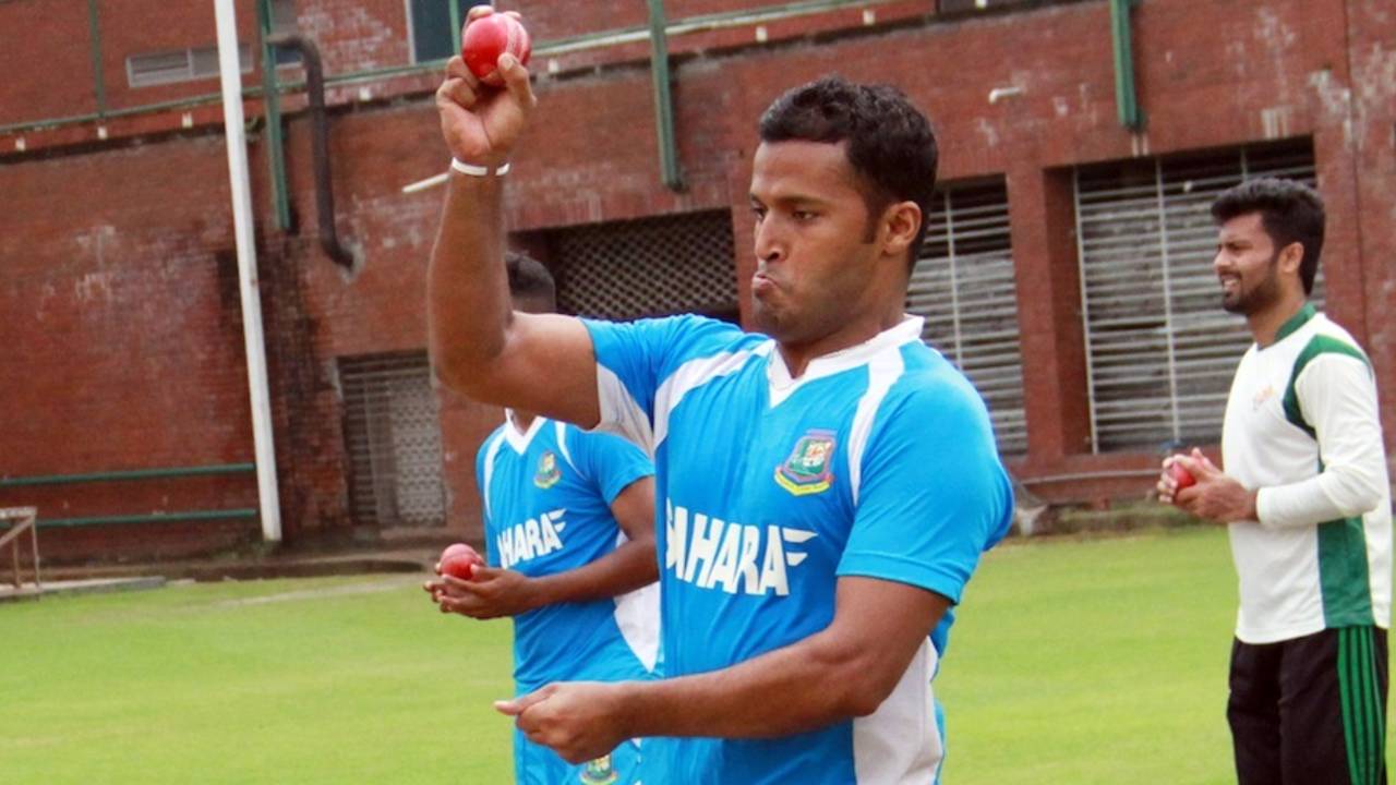 Nazmul Hossain bowls in the nets, Mirpur, August 21, 2013
