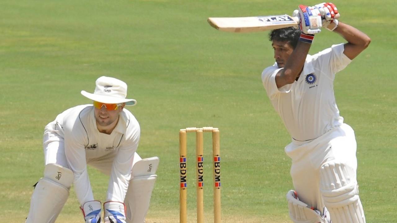 VA Jagadeesh guides one on the off side, India A v New Zealand A, 2nd unofficial Test, 3rd day, Visakhapatnam, September 4, 2013