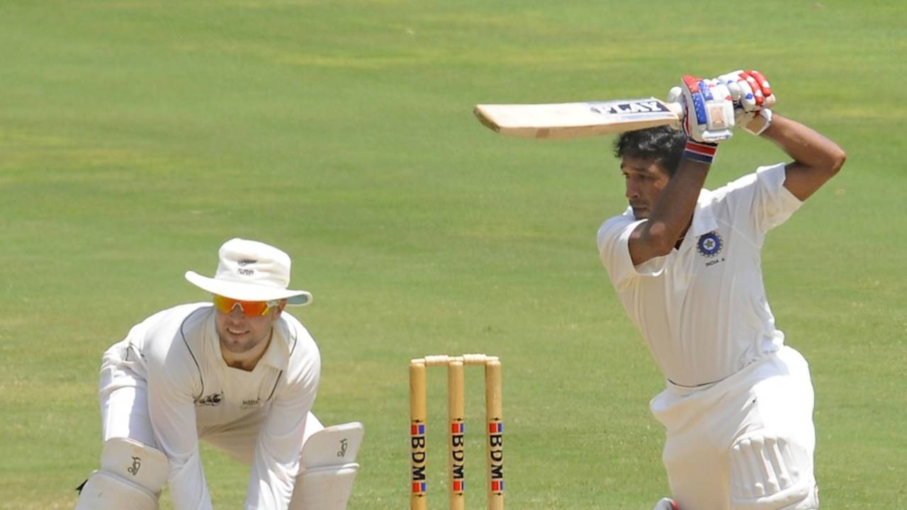 VA Jagadeesh guides one on the off side, India A v New Zealand A, 2nd unofficial Test, 3rd day, Visakhapatnam, September 4, 2013