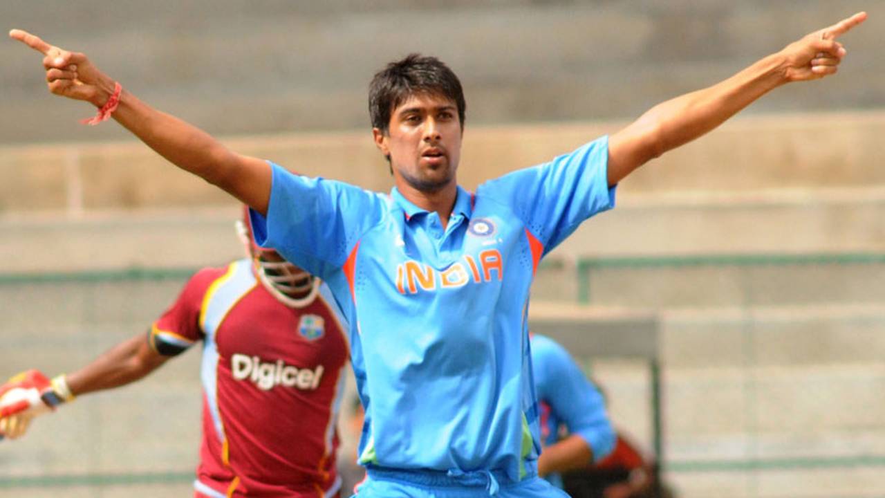 Rahul Sharma strikes a pose after knocking over another batsman, India A v West Indies A, unofficial T20I, Bangalore, September 21, 2013