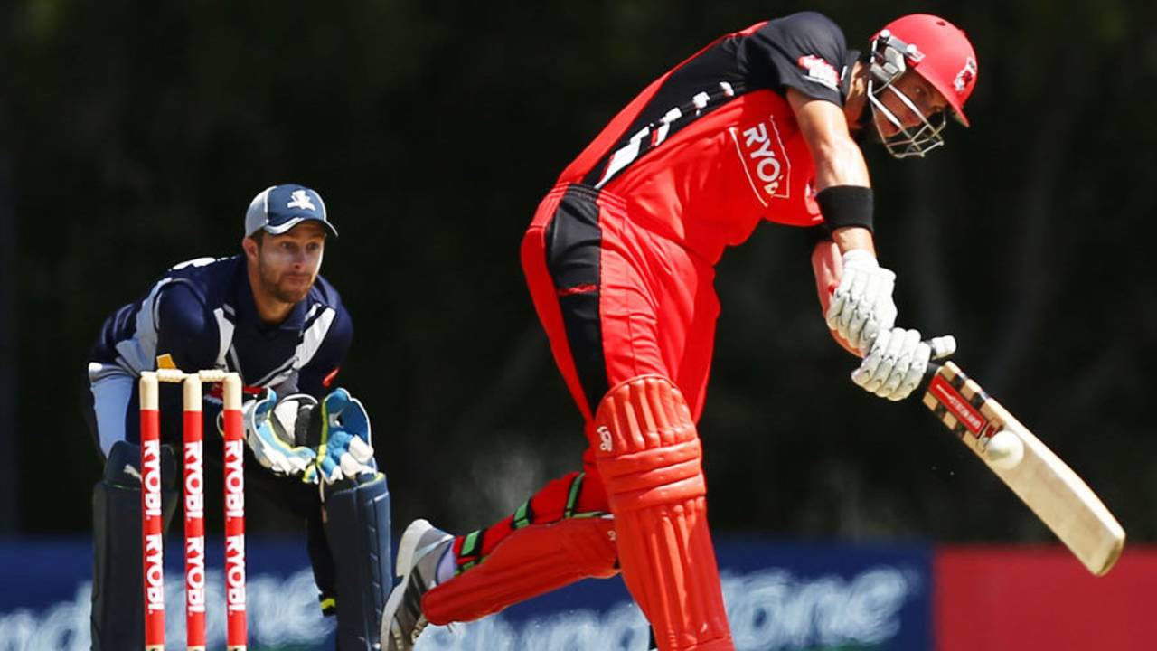 Sam Miller plays off the front foot, South Australia v Victoria, Ryobi One-Day Cup, 3rd Match, Sydney, October 4, 2013