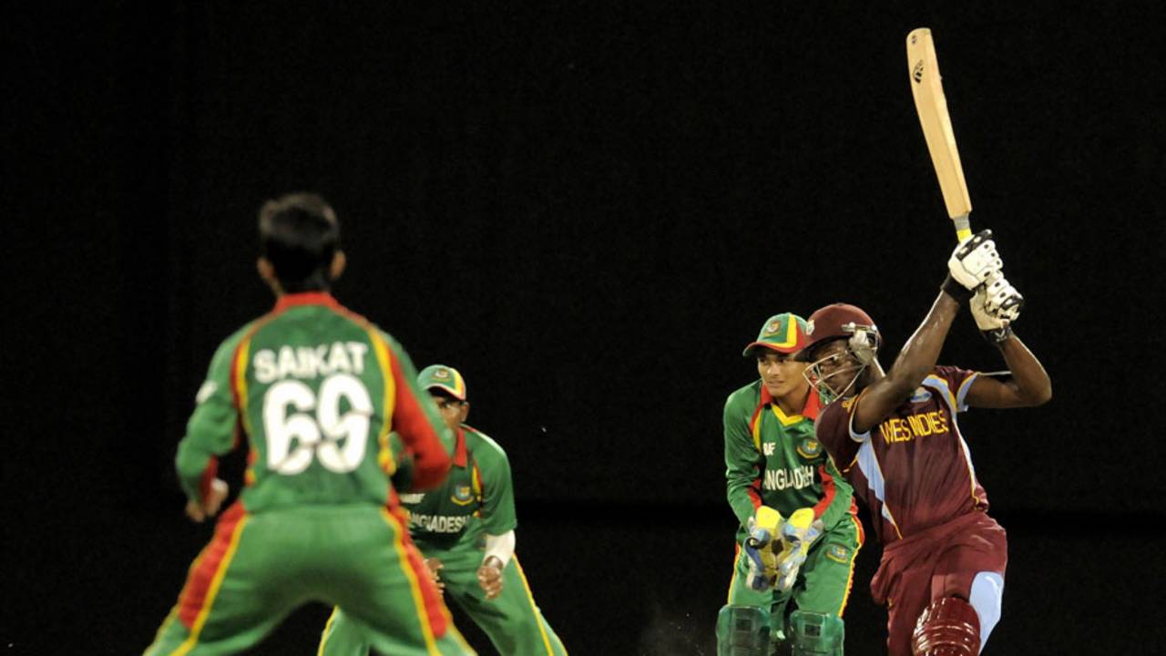 Leroy Lugg hit 69 on debut, West Indies U-19s v Bangladesh U-19s, 1st ODI, Providence, October 7, 2013