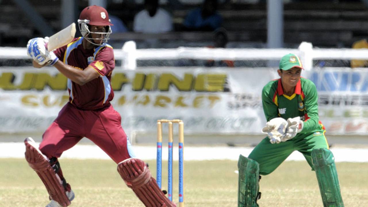 Shimron Hetmyer hit 65 off 97 balls, West Indies Under-19s v Bangladesh Under-19s, Youth ODI Series, Guyana, October 19, 2013