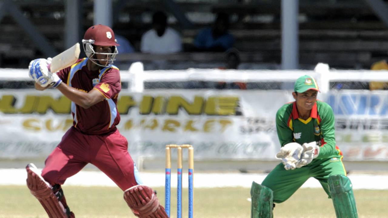 Shimron Hetmyer hit 65 off 97 balls, West Indies Under-19s v Bangladesh Under-19s, Youth ODI Series, Guyana, October 19, 2013