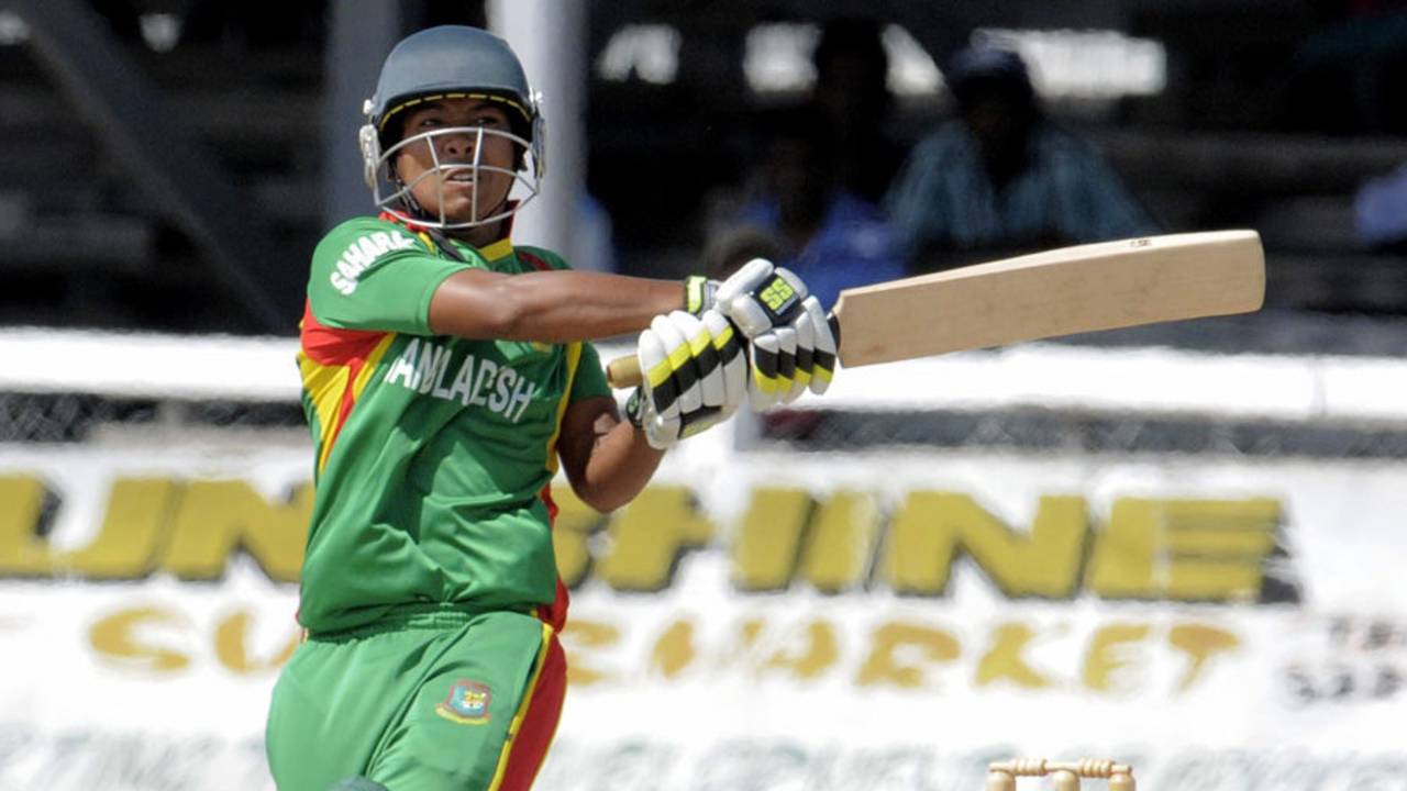Joyraz Sheik plays a pull, West Indies Under-19s v Bangladesh Under-19s, Youth ODI Series, Guyana, October 19, 2013