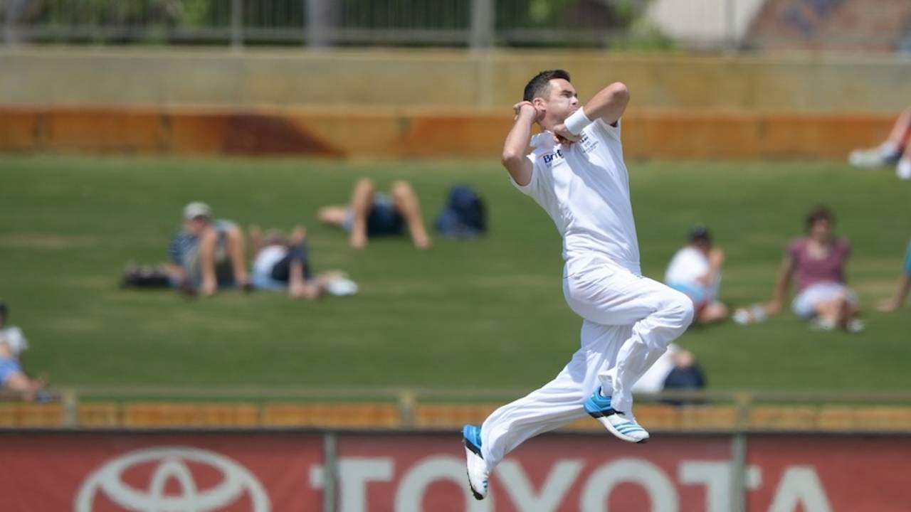James Anderson in action at the WACA, Western Australia Chairman's XI v England XI, 1st day, Perth, October 31, 2103