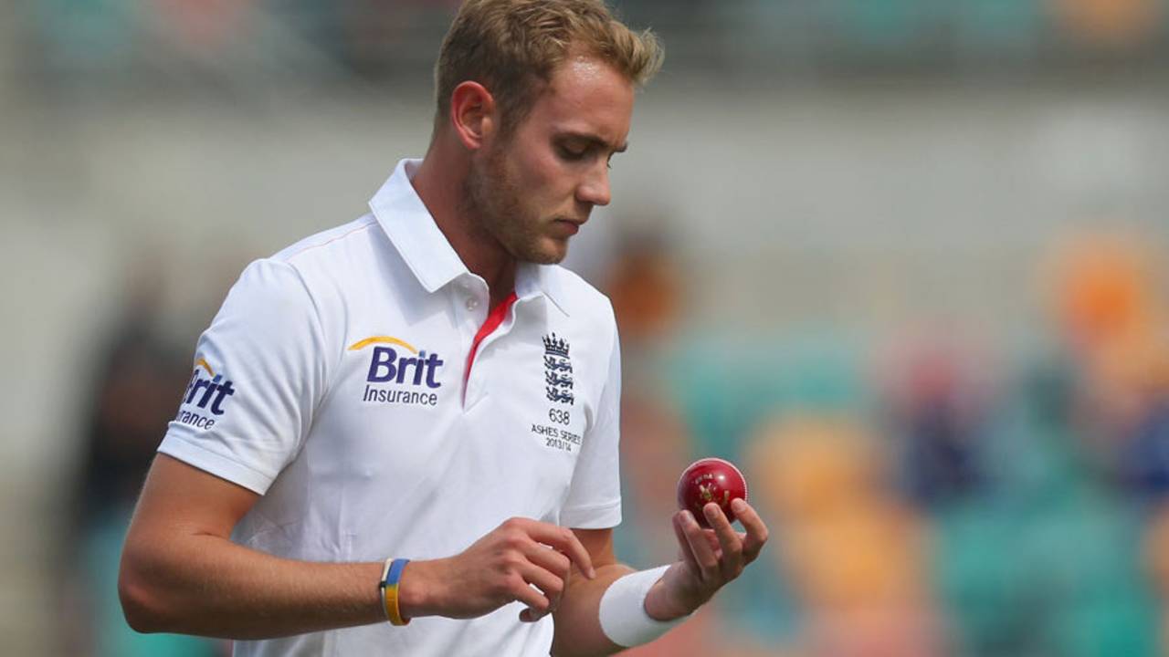 Stuart Broad bowled for the first time on tour, Australia A v England, Hobart, 4th day, November 9, 2013