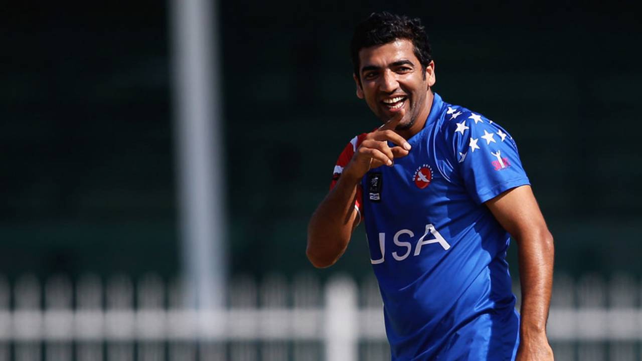 Imran Awan picked up two wickets in the 19th over, United States of America v Denmark, ICC World Twenty20 Qualifier, 15th place play-off, Sharjah, November 26, 2013