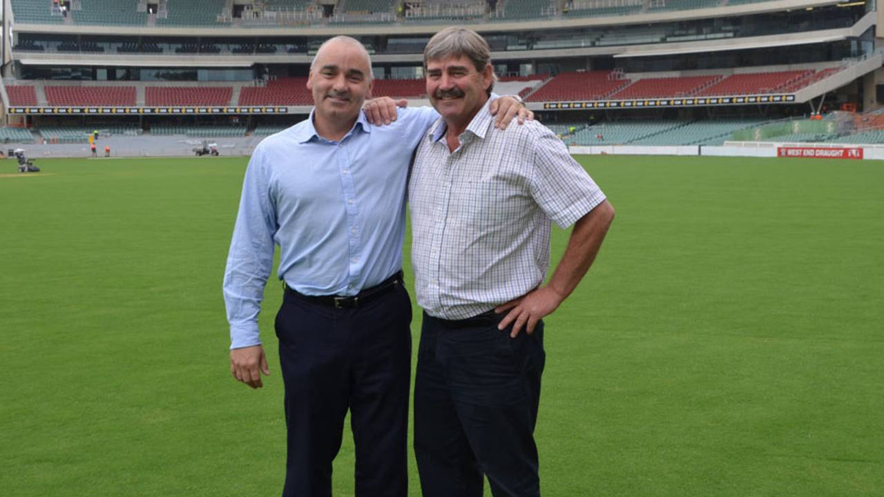 SACA chief Keith Bradshaw with former curator Les Burdett, Adelaide, December 2, 2013