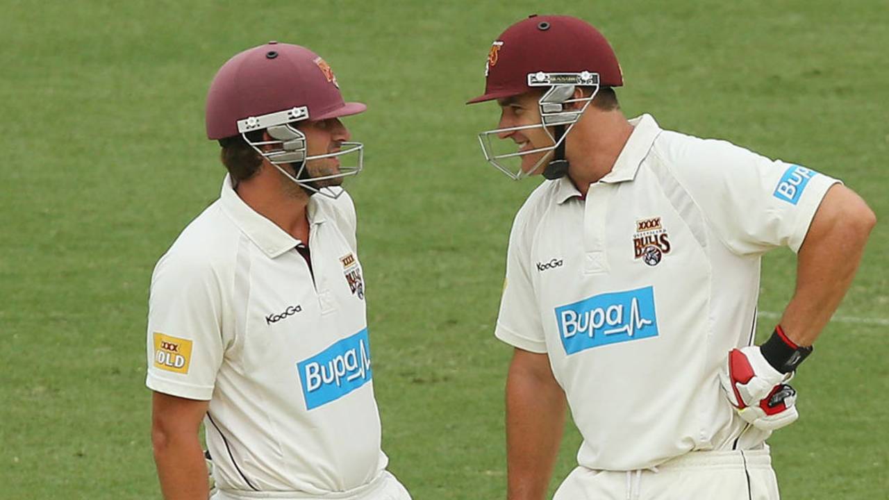 Joe Burns and Luke Pomersbach added 193 for the opening wicket, Queensland v Victoria, Sheffield Shield, Brisbane, 3rd day, December 10, 2013