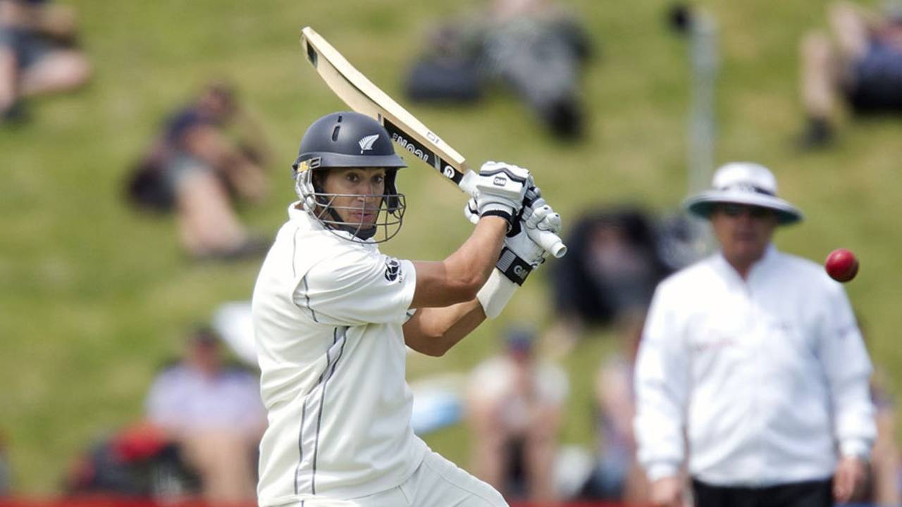 Ross Taylor powers the ball in front of point, New Zealand v West Indies, 2nd Test, Wellington, 1st day, December 11, 2013