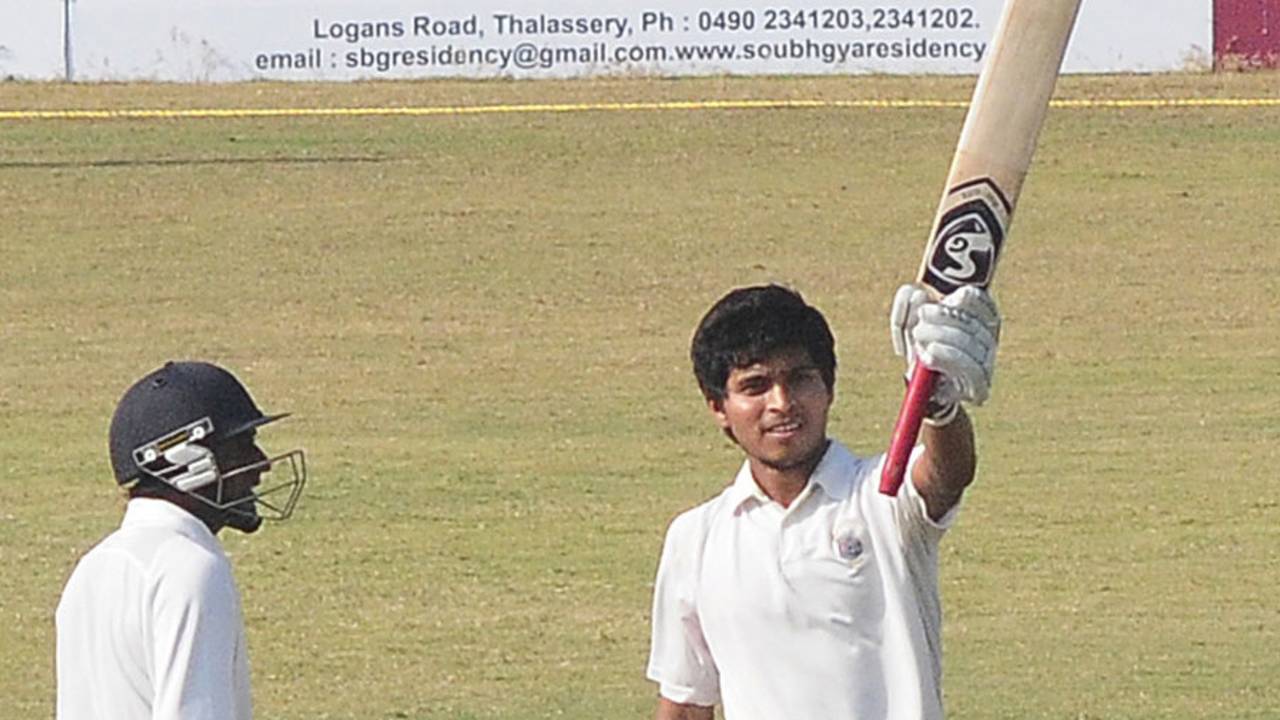 Akshay Darekar is pleased after scoring a maiden first-class fifty, Kerala v Maharashtra, Ranji Trophy 2013-14, Group C, 2nd day, Kannur, December 15, 2013