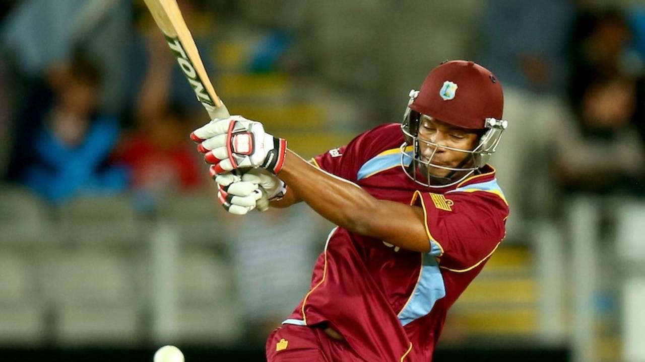 Kieran Powell targets the leg side, New Zealand v West Indies, 1st T20, Auckland, January 11, 2014