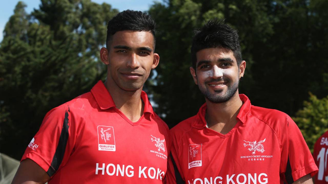 Irfan Ahmed and Waqas Barkat shared an unbeaten 154-run opening stand, Hong Kong v Nepal, ICC World Cup 2015 Qualifier, Group A, Rangiora, January 19, 2014