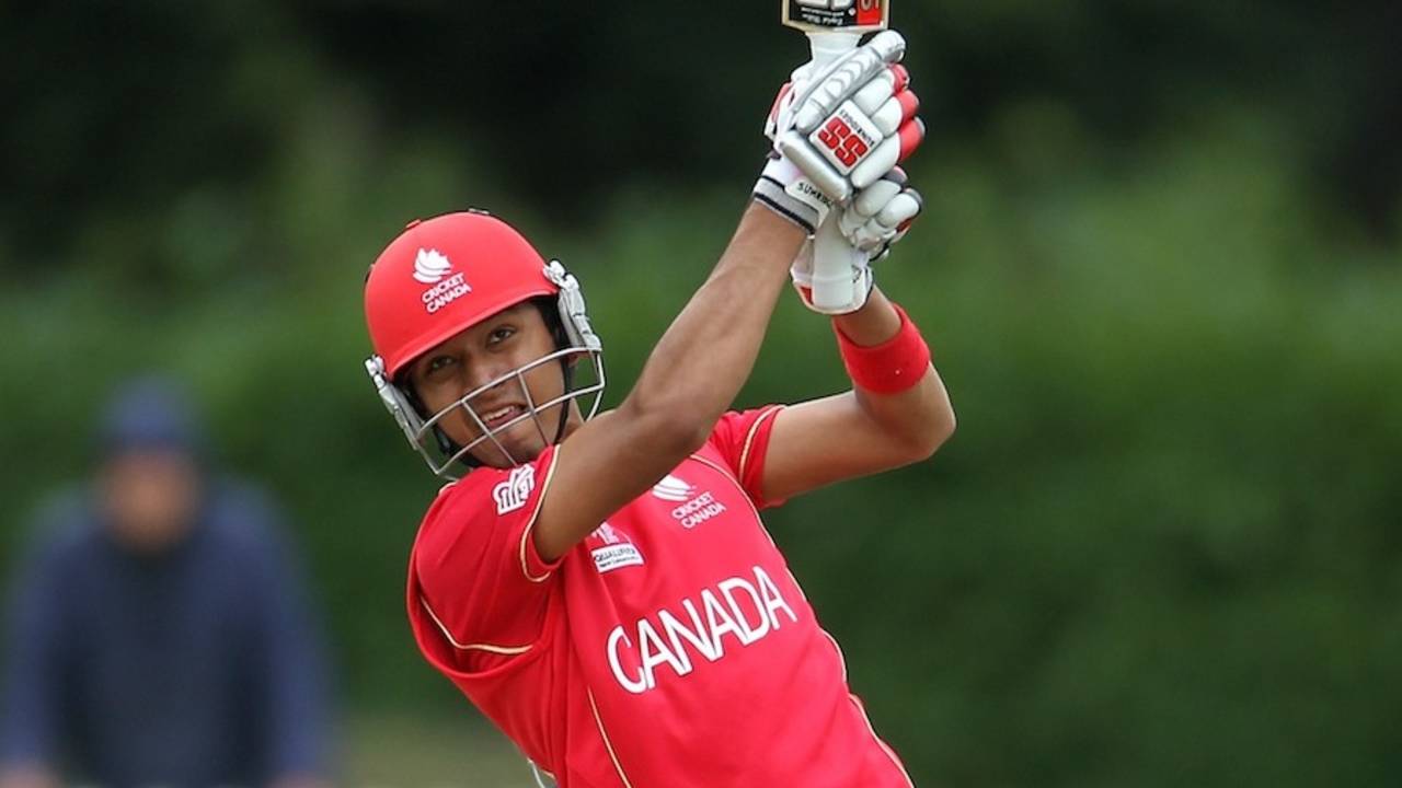 Nitish Kumar struck seven boundaries in his fifty, Canada v Nepal, ICC World Cup Qualifier, Group A, Christchurch, January 21, 2014