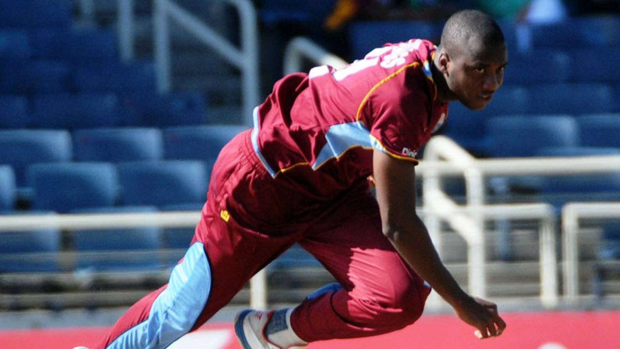 Miguel Cummins in his delivery stride, West Indies v Ireland, only ODI, Kingston, February 23, 2014