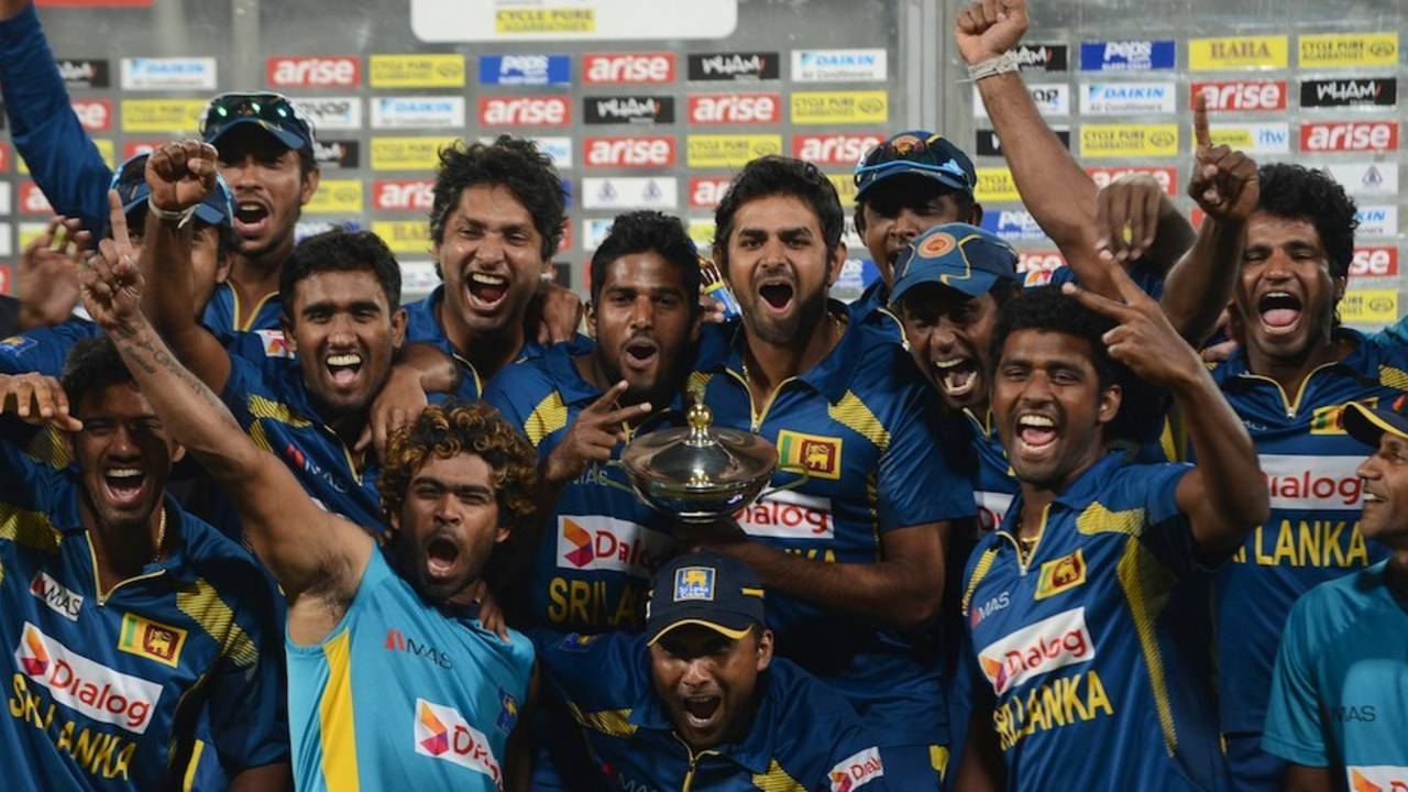 The Sri Lankans celebrate their victory, Pakistan v Sri Lanka, Asia Cup, final, Mirpur, March 8, 2014