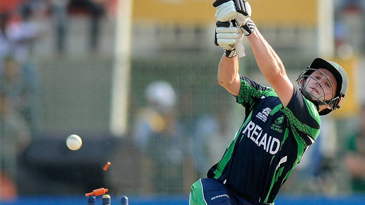 William Porterfield was bowled for 47, Ireland v Netherlands, World T20, First Round Group B, Sylhet, March 21, 2014