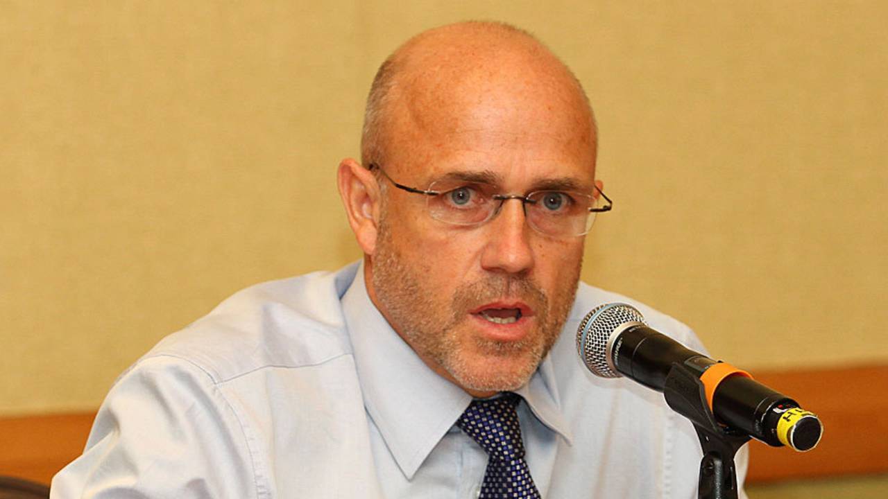 Richard Pybus speaks at the announcement of the Pybus Report, Port of Spain, March 22, 2014