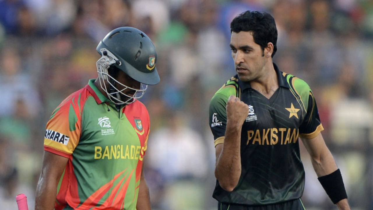 Umar Gul removed Tamim Iqbal for 16, Bangladesh v Pakistan, World Twenty20, Group 2, Mirpur, March 30, 2014