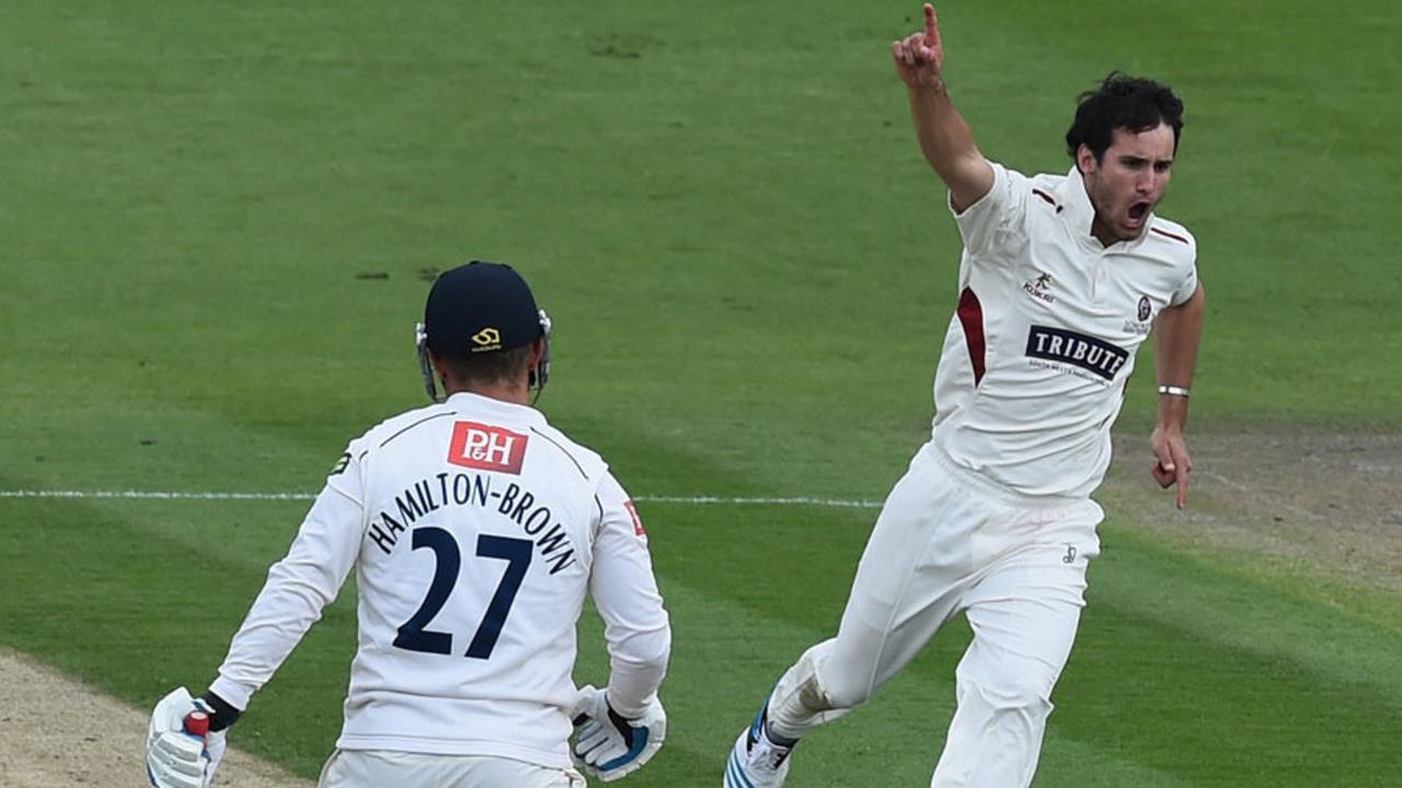 Rory Hamilton-Brown was one of five wickets for Lewis Gregory, Sussex v Somerset, County Championship, Division One, Hove, 3rd day, April 29, 2014
