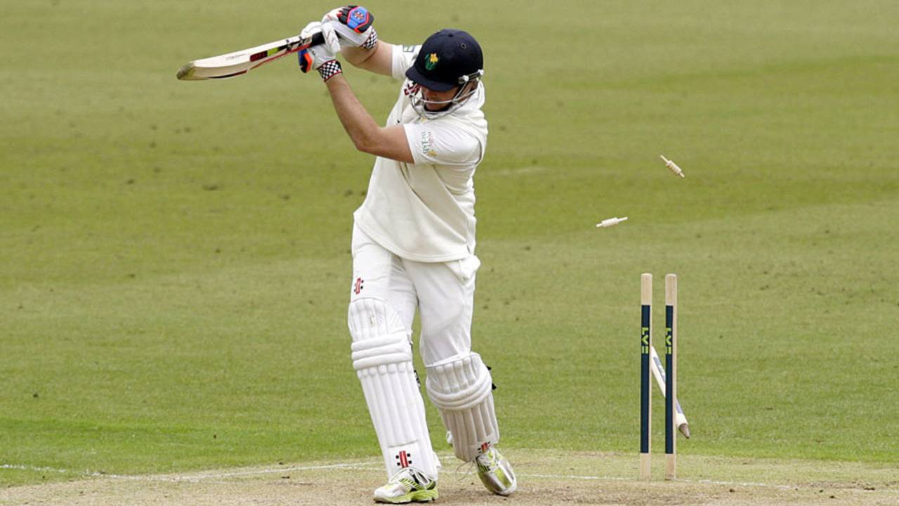 Gareth Rees was bowled for 72, Leicestershire v Glamorgan, County Championship, Division Two, Grace Road, 3rd day, April 29, 2014
