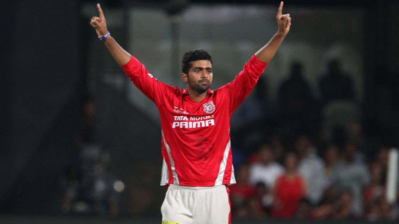 Shivam Sharma dismissed Albie Morkel for 16, Royal Challengers Bangalore v Kings XI Punjab, IPL 2014, Bangalore, May 9 2014