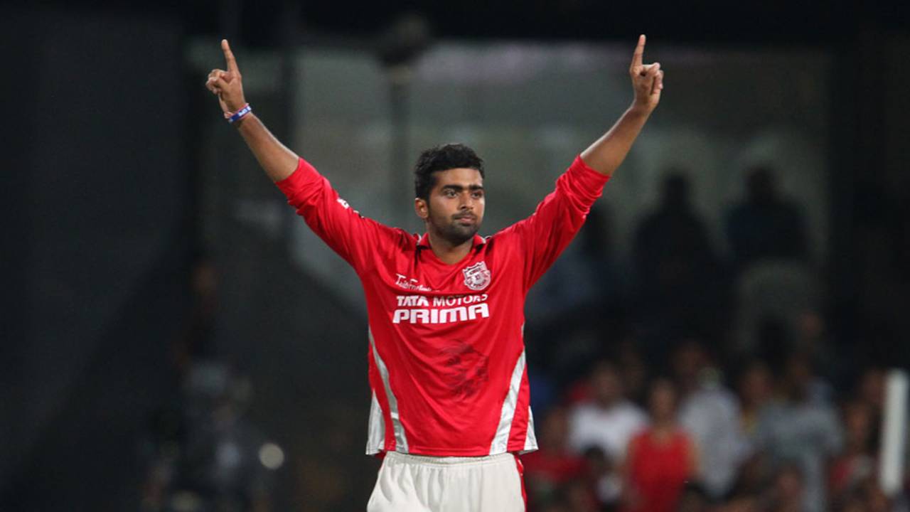 Shivam Sharma dismissed Albie Morkel for 16, Royal Challengers Bangalore v Kings XI Punjab, IPL 2014, Bangalore, May 9 2014