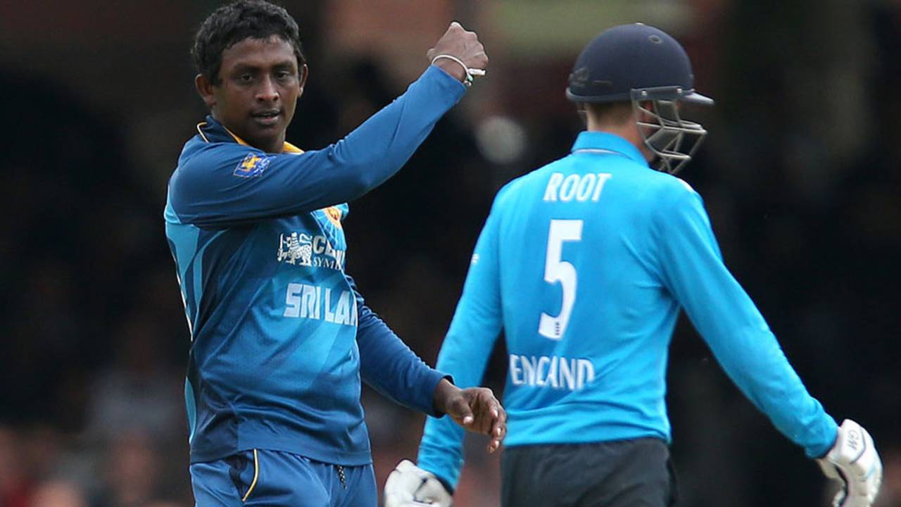 Ajantha Mendis broke through in his first appearance on tour, England v Sri Lanka, 4th ODI, Lord's, May 31, 2014