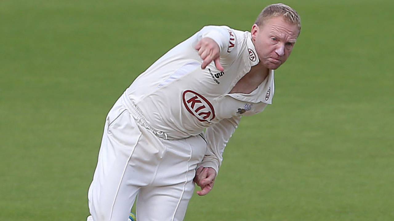 Gareth Batty in action, The Oval, August 29, 2013