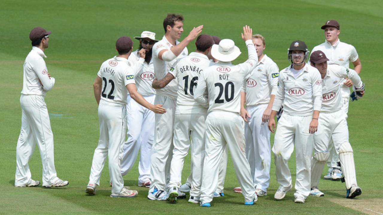 Chris Tremlett removed nightwatchman Nathan Buck, Surrey v Leicestershire, County Championship Division Two, The Oval, 3rd day, June 23, 2014