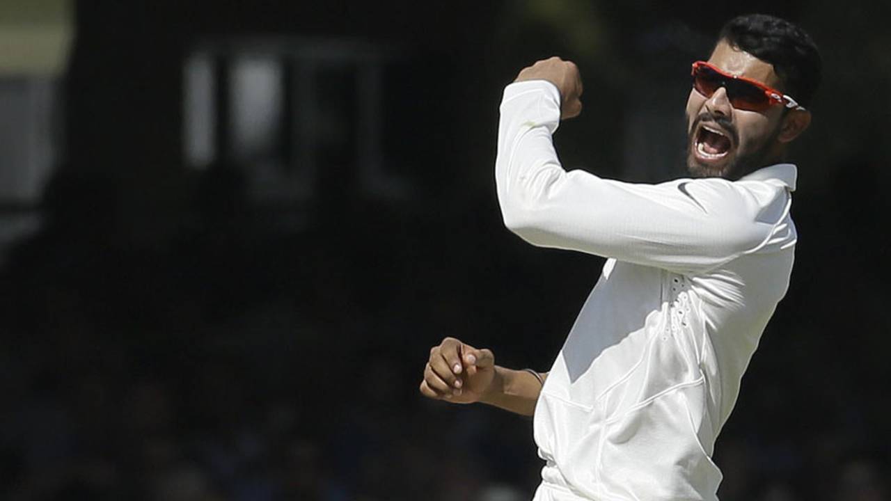 Ravindra Jadeja exults after trapping Joe Root, England v India, 2nd Investec Test, Lord's, 2nd day, July 18, 2014