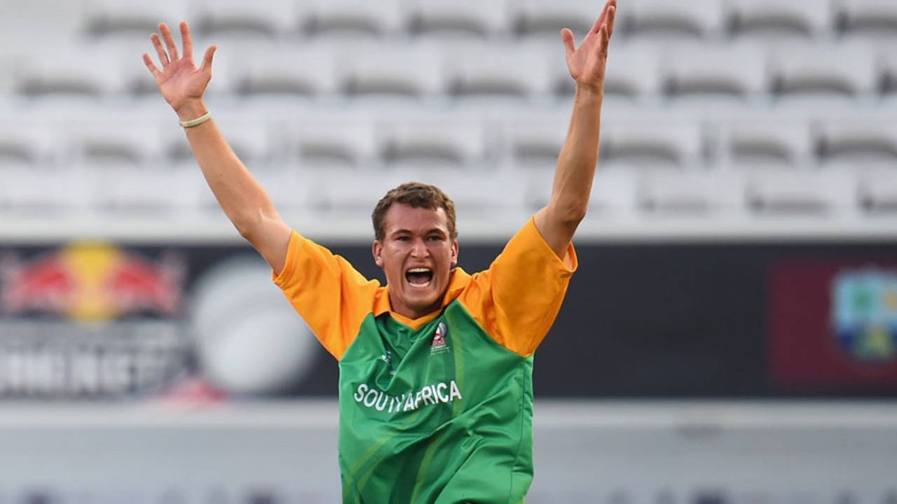Vincent Moore finished with 4 for 23, Assupol TUKS v Jamaica Inter-Collegiate Sports Association, Red Bull Campus Cricket World Finals, final, London, July 26, 2014