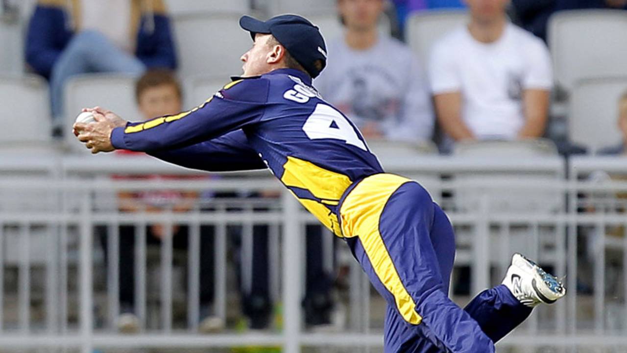 Murray Goodwin took a fine catch to remove Paul Horton, Lancashire v Glamorgan, NatWest T20 Blast quarter-final, Old Trafford, August 2, 2014