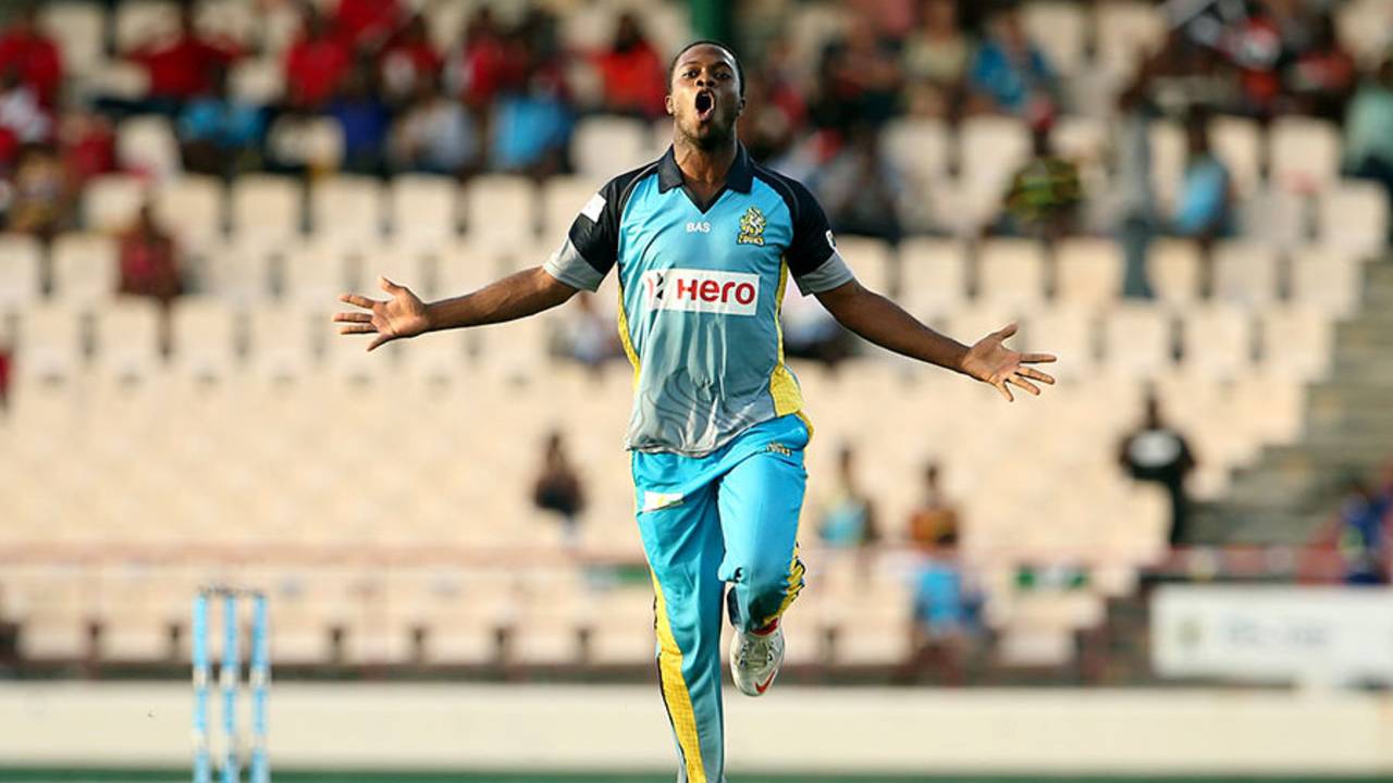 Ray Jordan took two wickets, St Lucia Zouks v Trinidad & Tobago Red Steel, CPL 2014, Gros Islet, August 2, 2014