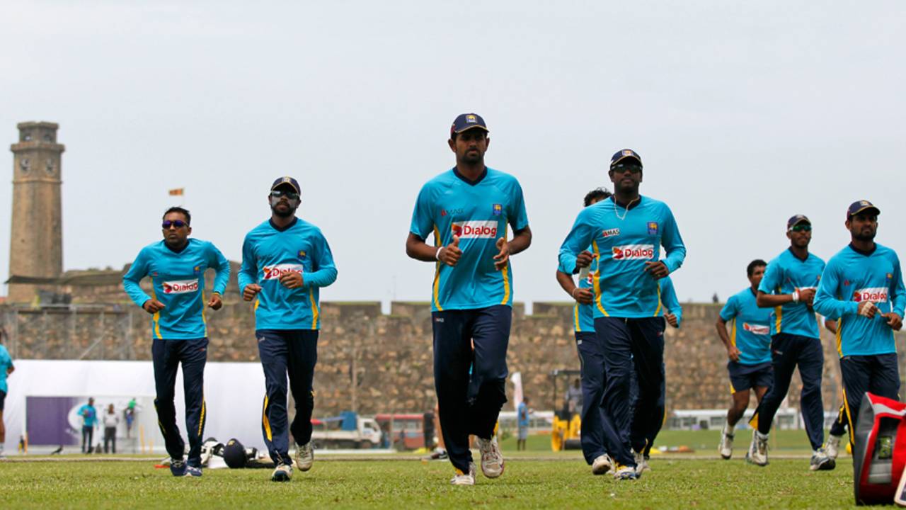 Sri Lanka warm up against the backdrop of Galle Fort, Galle, August 5, 2014