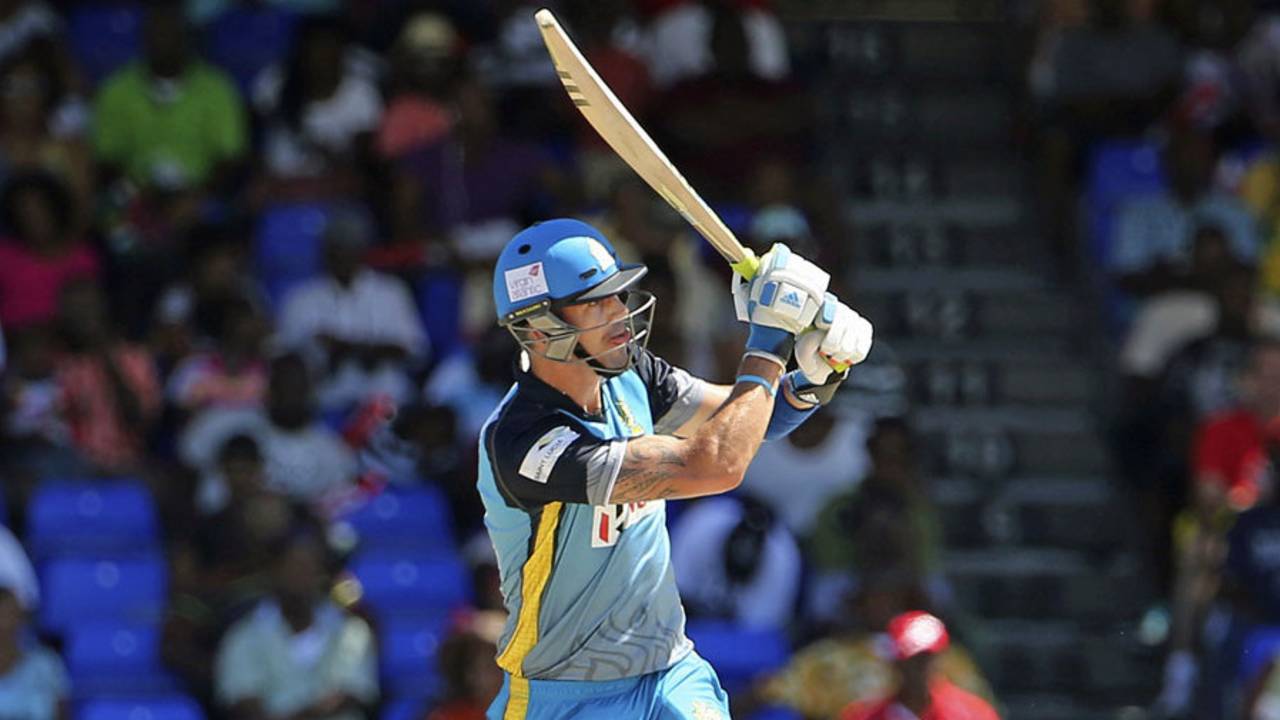 Kevin Pietersen made 23 on his CPL debut, St Lucia Zouks v Jamaica Tallawahs, CPL, St Kitts, August 9, 2014