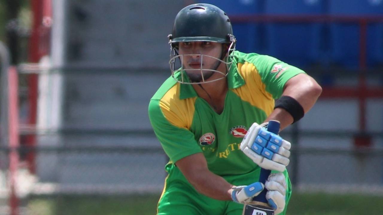 Fahad Babar pushed into the off side, Central East Region v South East Region, USACA T20 National Championship, Lauderhill, August 14, 2014